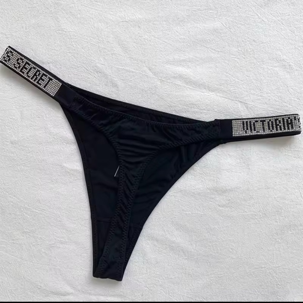 Victoria's Secret Black Thong with Sparkling Accents
